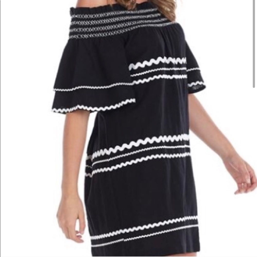 Mud Pie tunic dress black with white ric rac